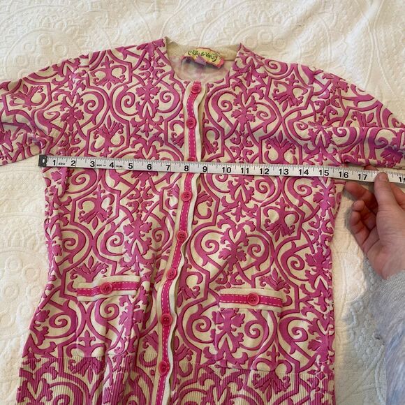 Lilly and Van size XS Victorian Baroque Pattern Preppy Country Club Cardigan - Picture 9 of 9